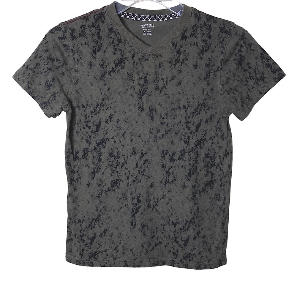 V- neck Casual T-shirt Army Green Boys Size M 8/10